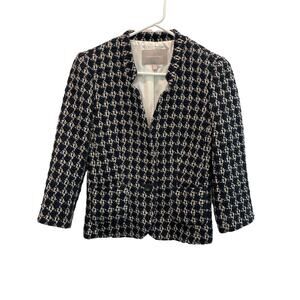 Banana Republic Women's Navy Tweed 3/4 Sleeve Blazer, Size 2